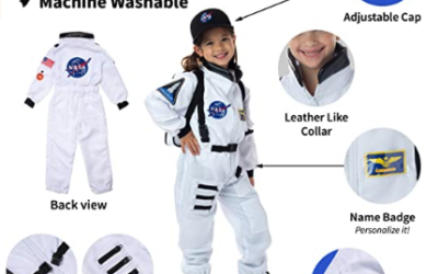 Premium Deluxe Astronaut Costume for Kids Ages 3-7 with NASA Bag and Hat
